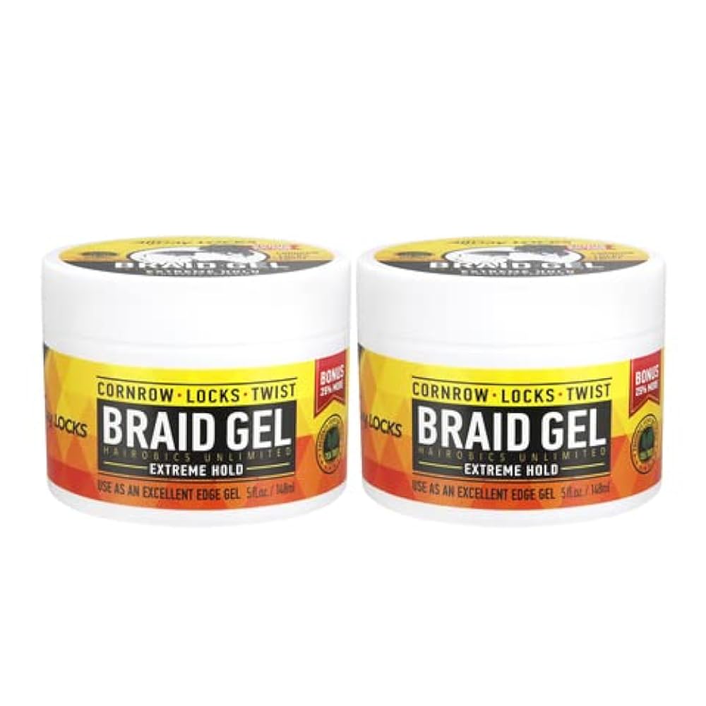 AllDay Locks Braid Gel Extreme Hold, 5 Oz., Pack of 2