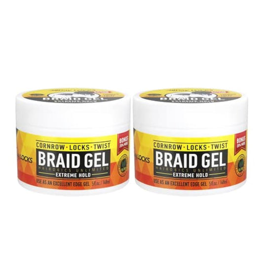 AllDay Locks Braid Gel Extreme Hold, 5 Oz., Pack of 2