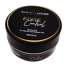 BASK & LATHER Edge Control Hair Gel, Strong Hold, Thick Edges, Styling Gel, Non-Greasy, Non-Flaking, No White Cast, Long Lasting, Supports Hair Growth, Natural Formula, For All Hair Types, 5.3 Fl Oz",