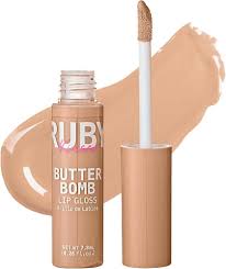 Ruby Kisses Lip Gloss Butter Bomb Gloss Non-Sticky Lip Gloss Vitamin E Natural Nude Lip Makeup - 7.8mL (0.26 US fl.oz